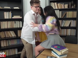 FAKEhub - Quick cum in panties in the study room leads to petite girl getting cum dripped on her pretty face, threesome hardcore with female squirting orgasm and facial cumshot, starring Daphne Klyde and Italian babe Maria Wars